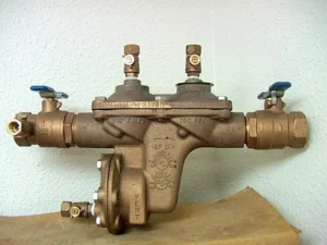 San Francisco backflow testing: A Hersey backflow preventer being inspected by a professional technician.